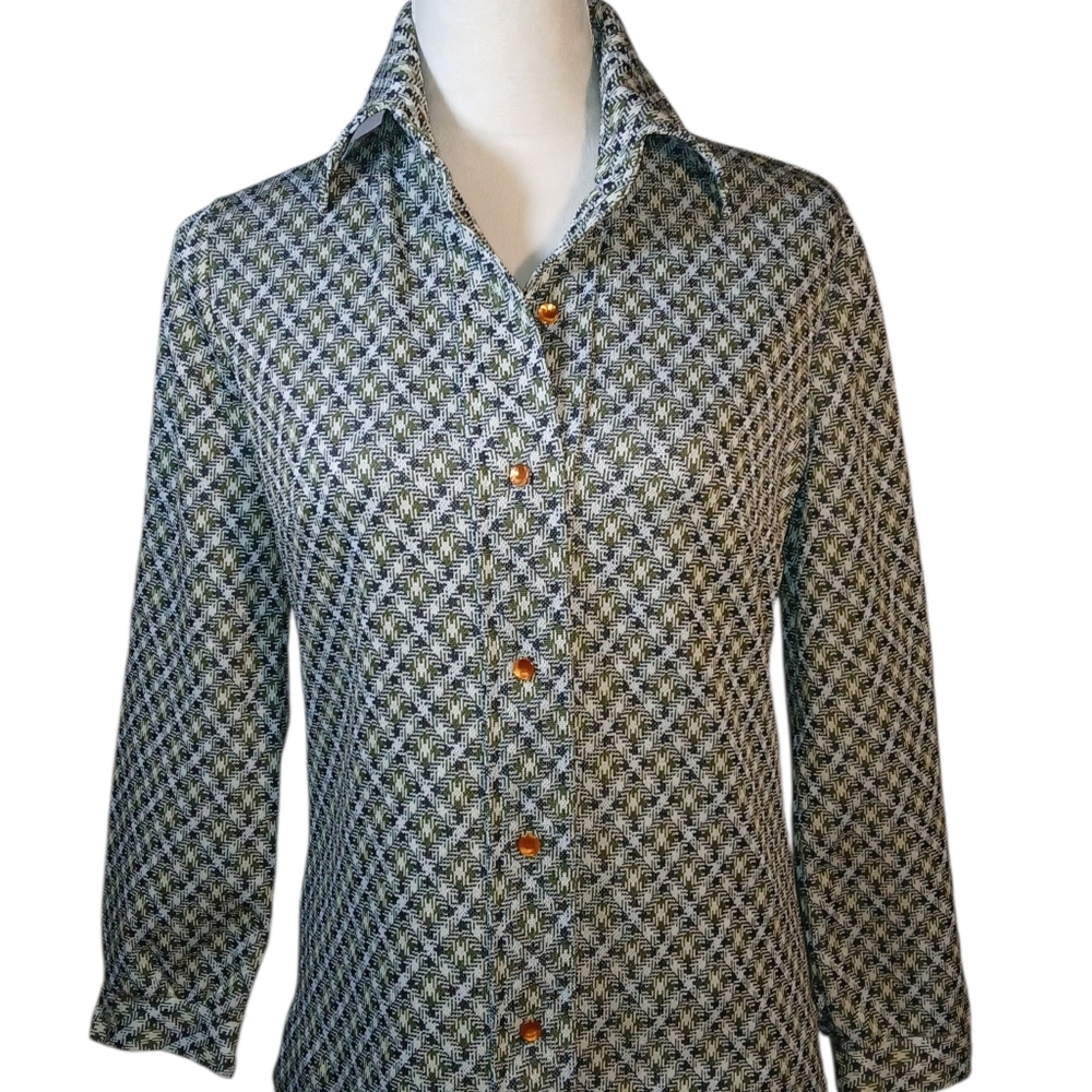 Vintage Double Knit Button Front Top